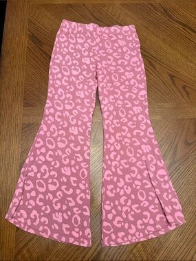 Kids Pink Leopard Print Flared Pants